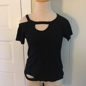 Michelle by Comune Black Distressed Top XS